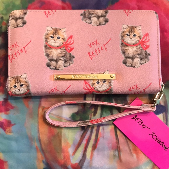 Brand New Betsey Johnson Pink Zippered Cat Wallet - Picture 11 of 14